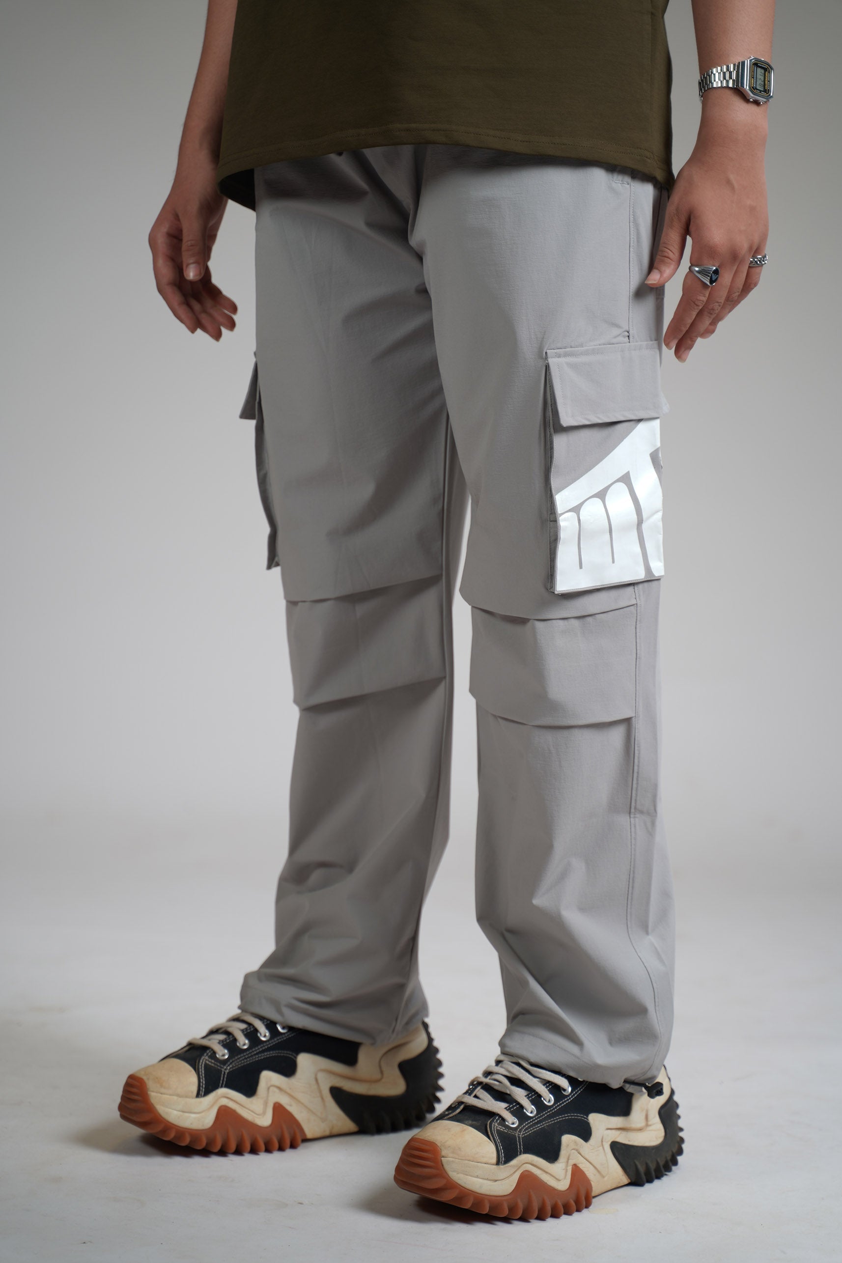 Ice Grey Parachute Pants