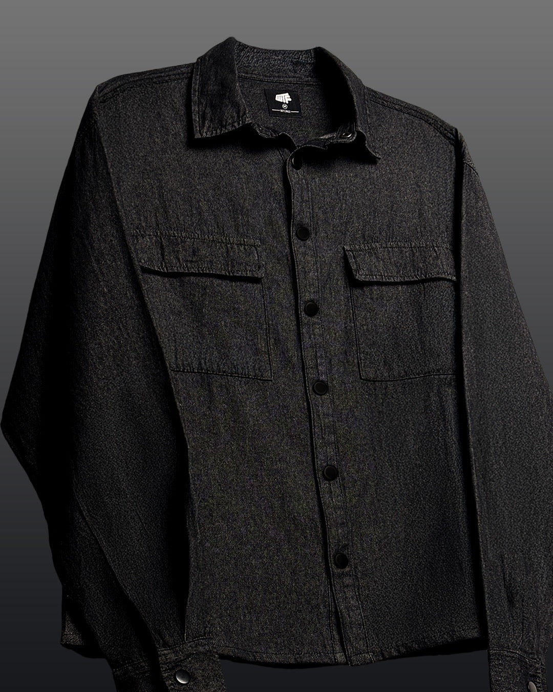 Vintage Black Long Sleeve Denim Shirt
