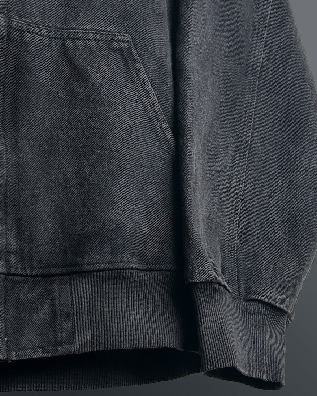 Aafat Black Denim Zipper Hoodie