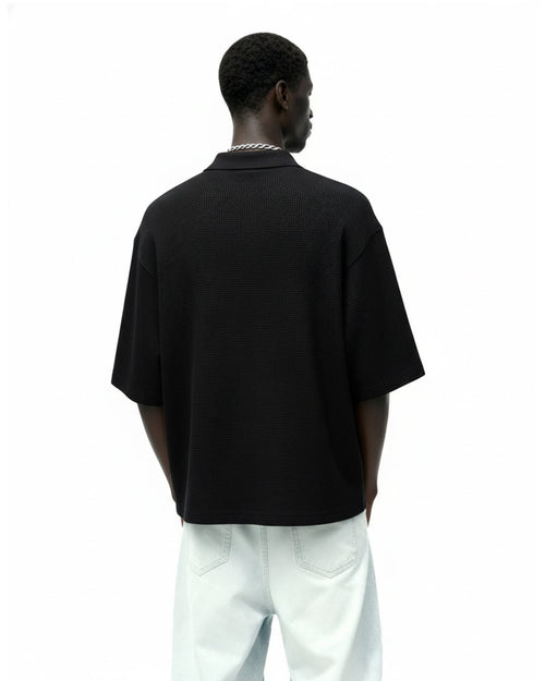 Ash Black Polo T-Shirt with Zip