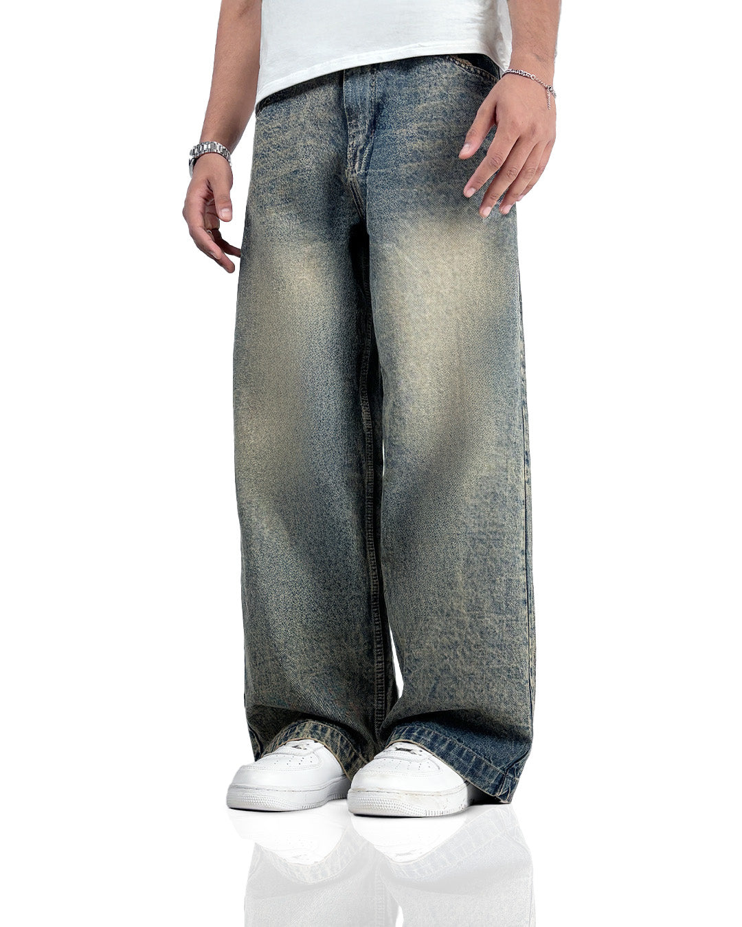 Burnt Blue Baggy Denim Jeans