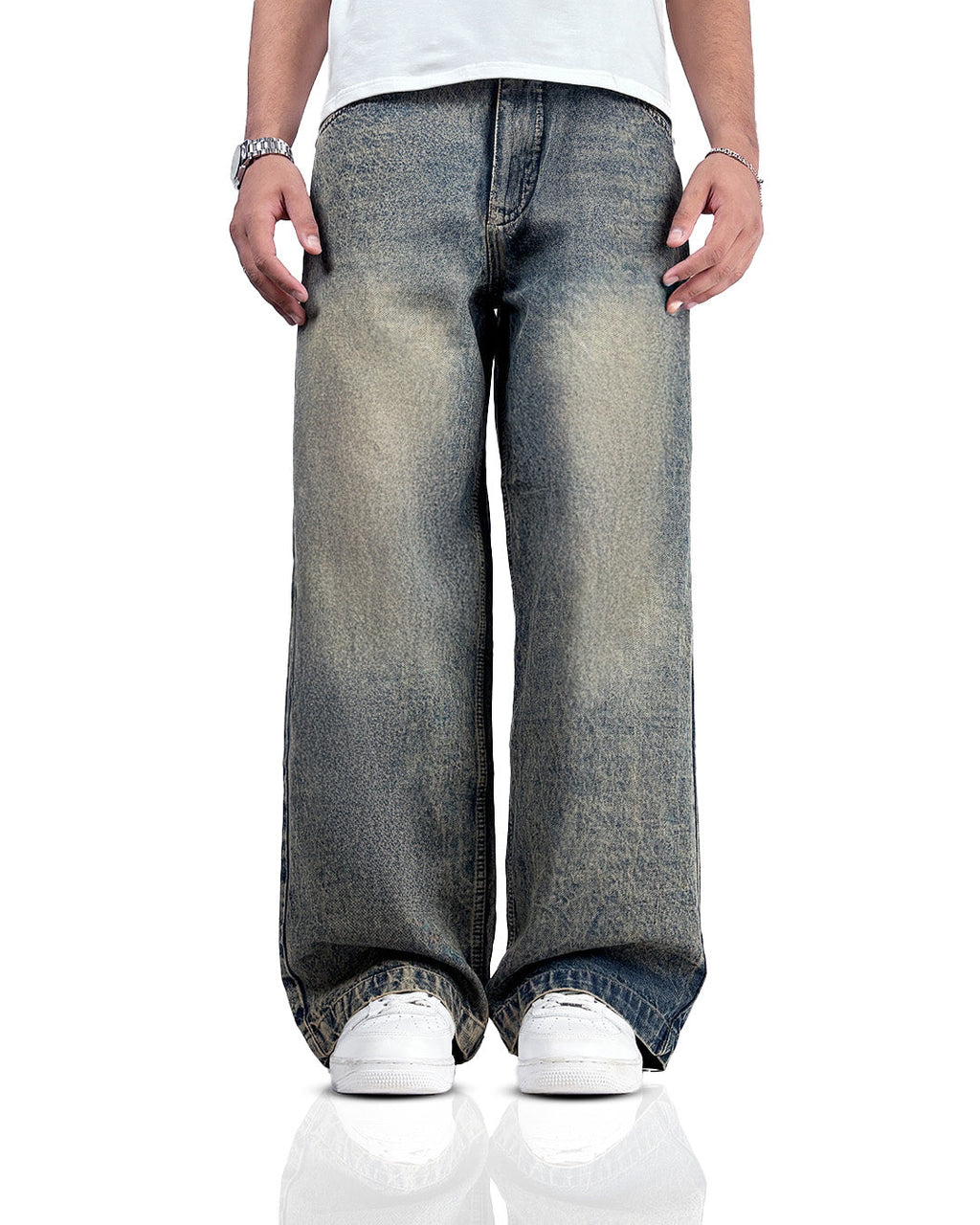 Burnt Blue Baggy Denim Jeans