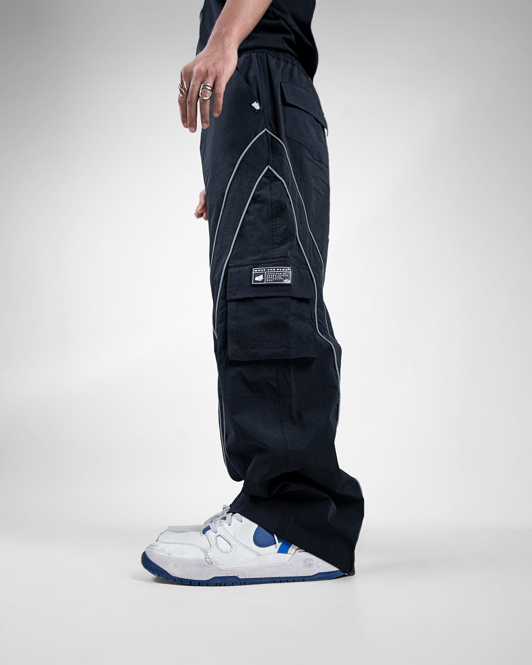 Black Edgy Parachute Pants