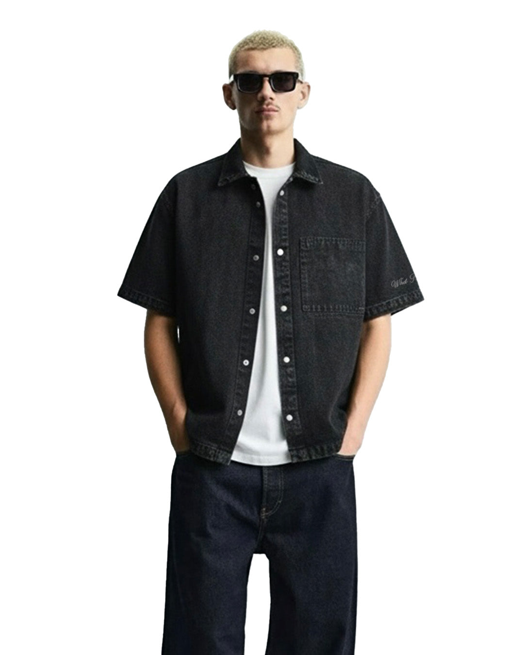 Black Half Sleeve Denim Layer