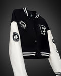 Did I Imagine It? Cropped Black Varsity Jacket for Women