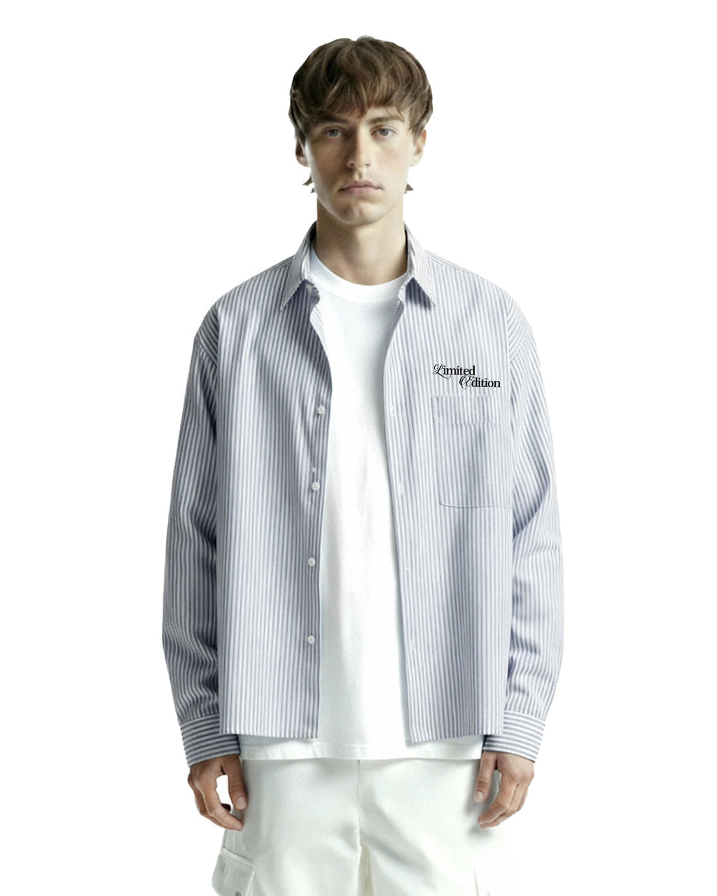 Twenties Blue and White Full Sleeves Striped Shirt