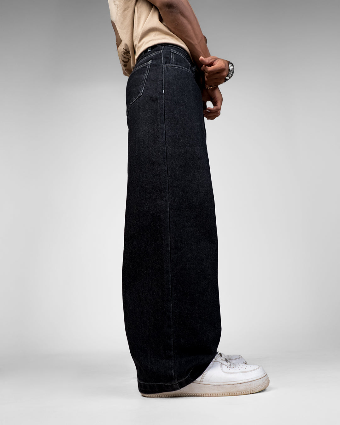 Midnight Black Baggy Denim Jeans