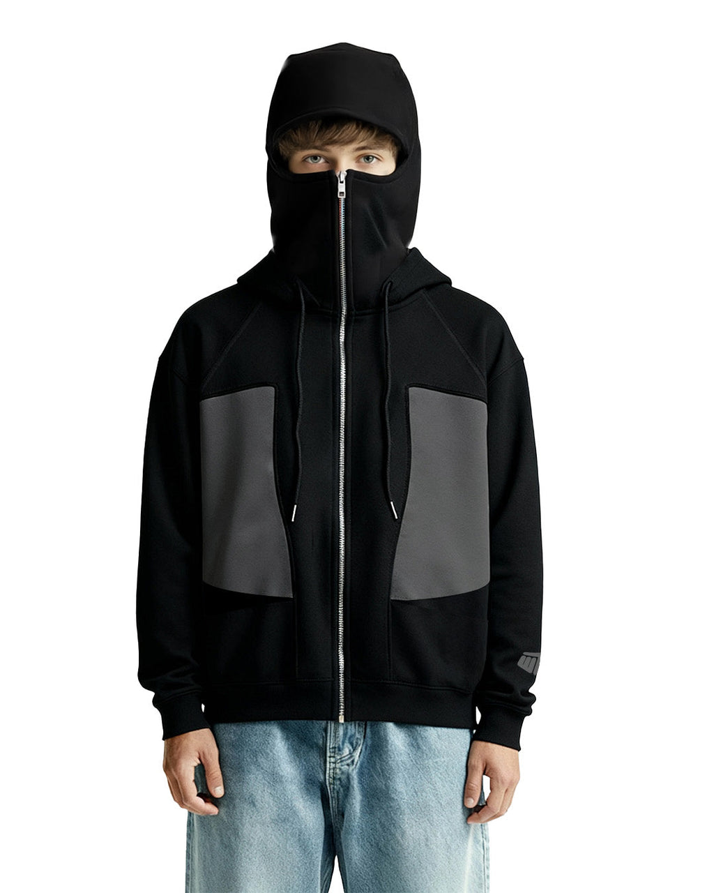 Ninja Masked Zipper Black Hoodie