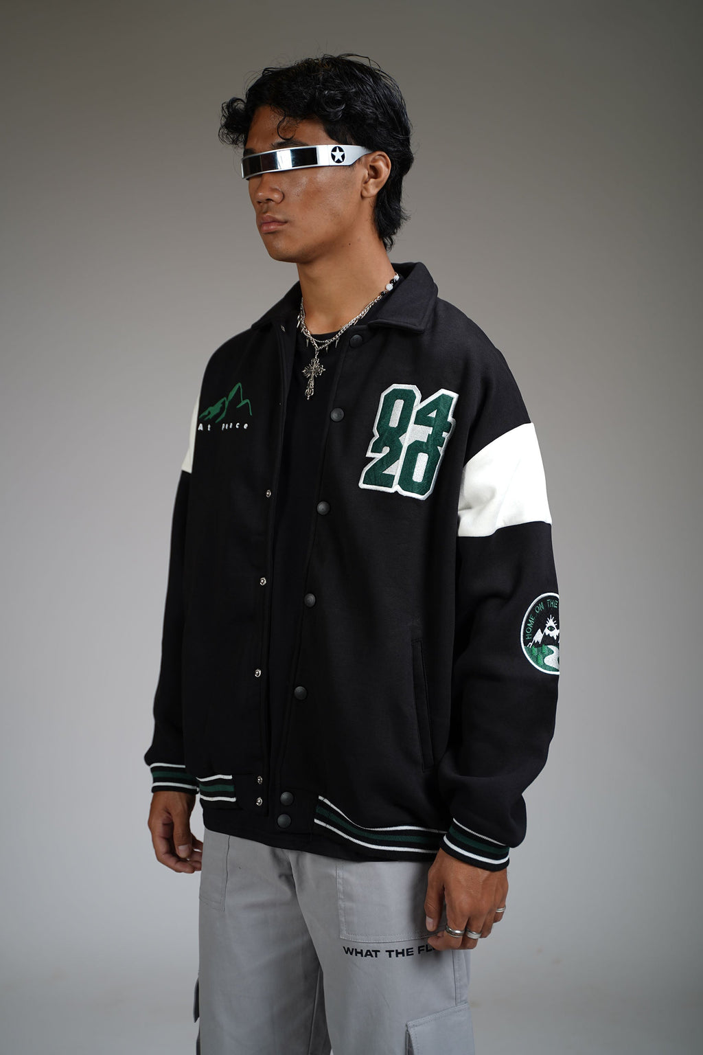 Prayer Over Panic Black Varsity Jacket