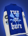 Run or Burn Blue Varsity Jacket