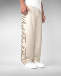 Scripted Cream Essential Cotton Pants