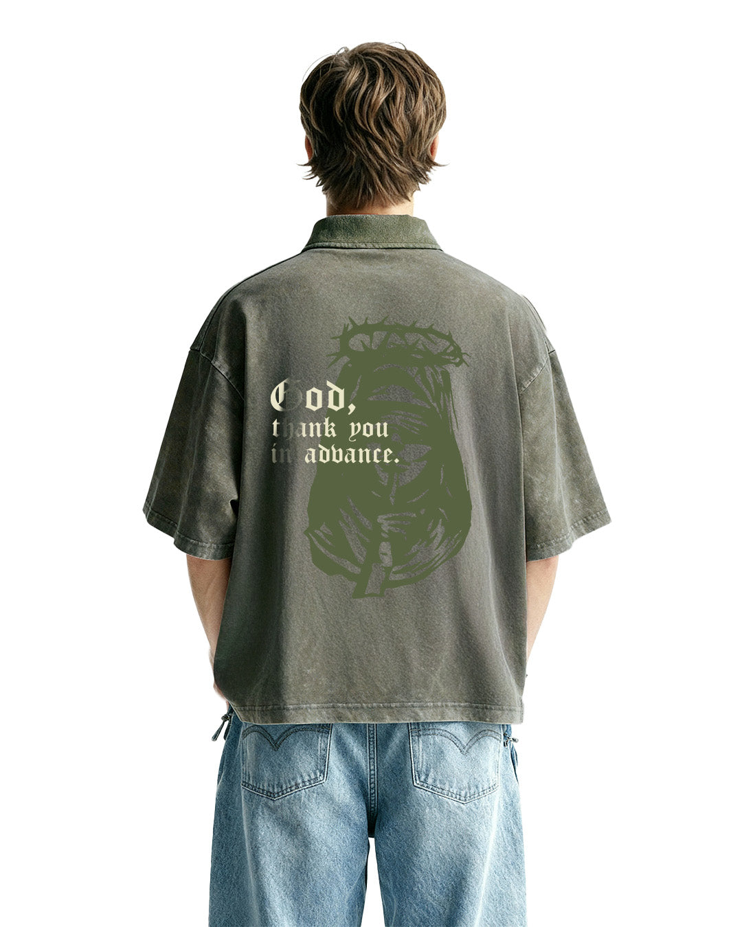 THANK GOD OVERSIZED POLO TSHIRT