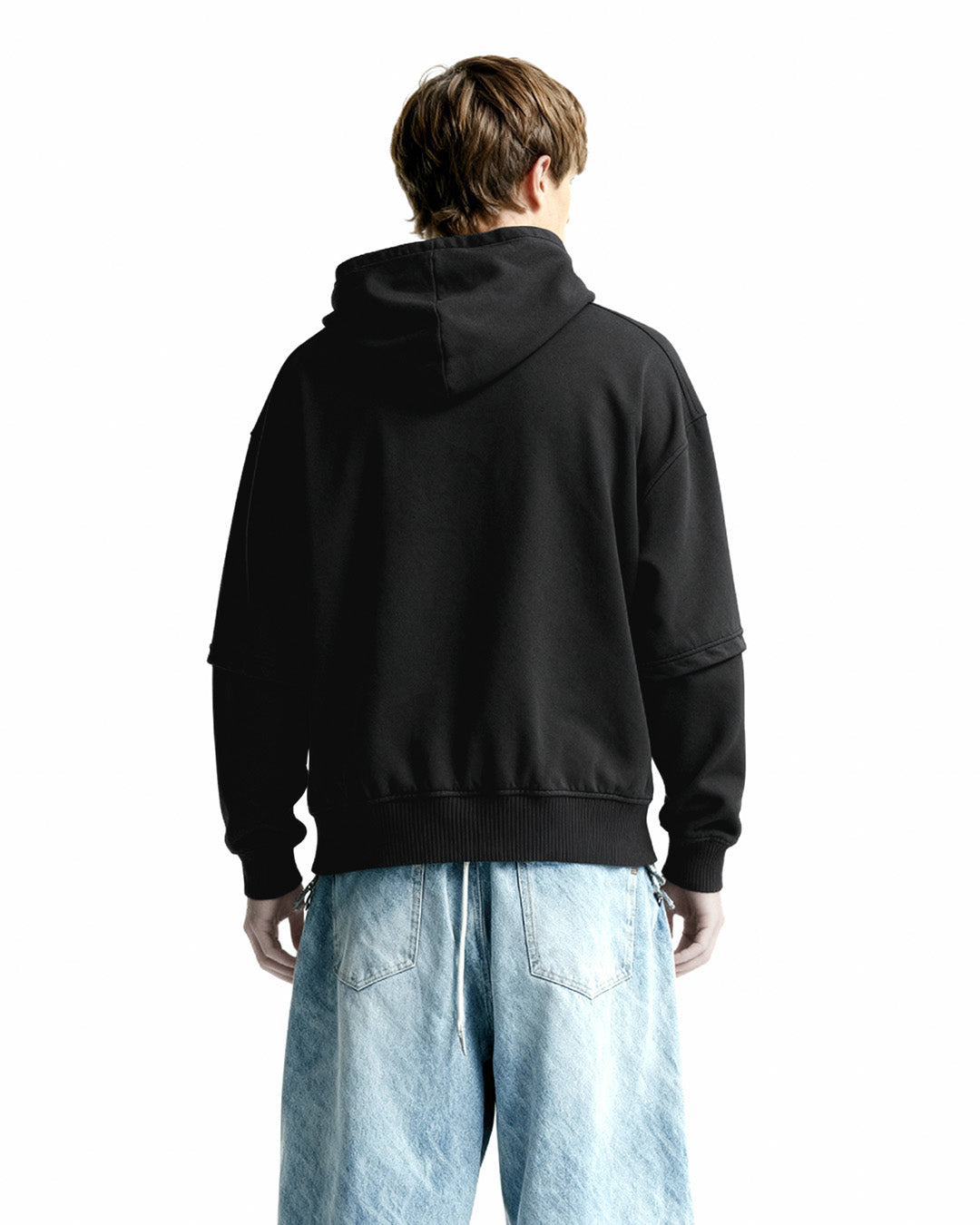 Washed Out Black Boxy-Fit Hoodie