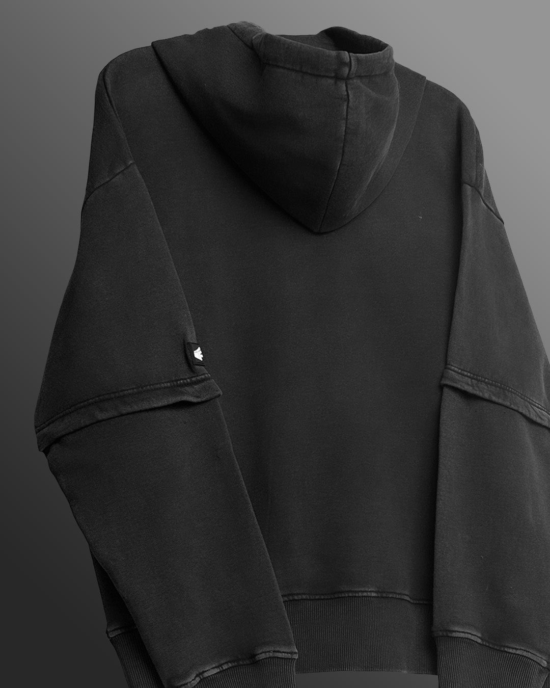 Washed Out Black Boxy-Fit Hoodie