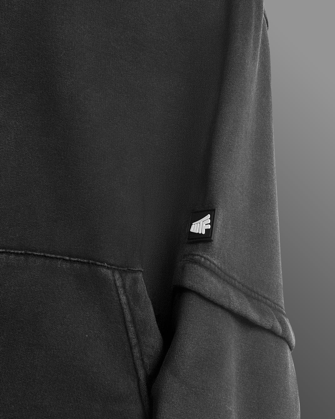 Washed Out Black Boxy-Fit Hoodie