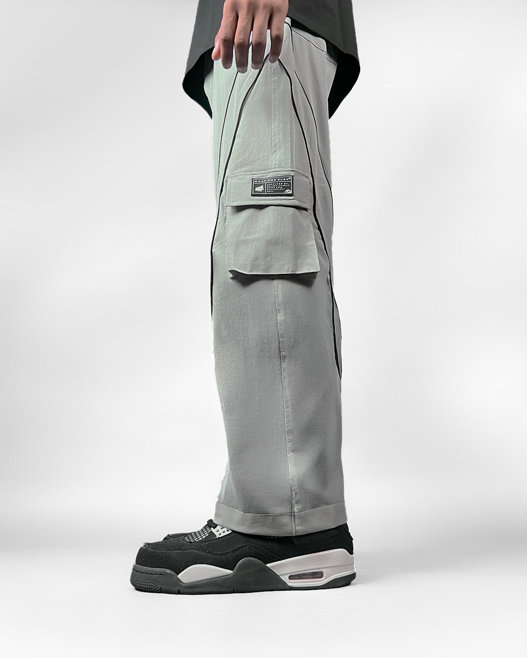 Grey Edgy Parachute Pants