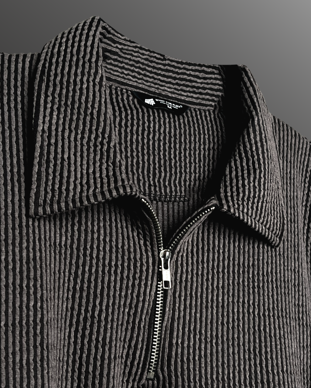 Black Wave Polo T-Shirt with Zip