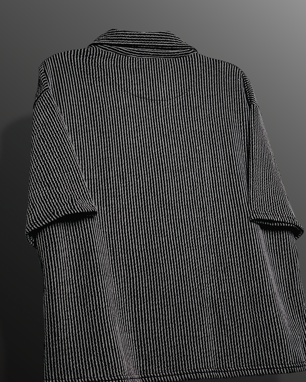 Black Wave Polo T-Shirt with Zip