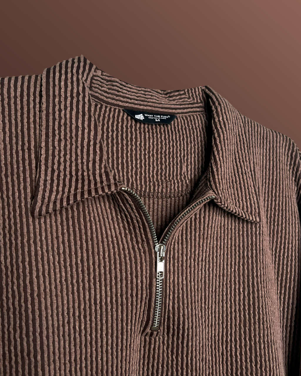 Brown Wave Polo T-Shirt with Zip