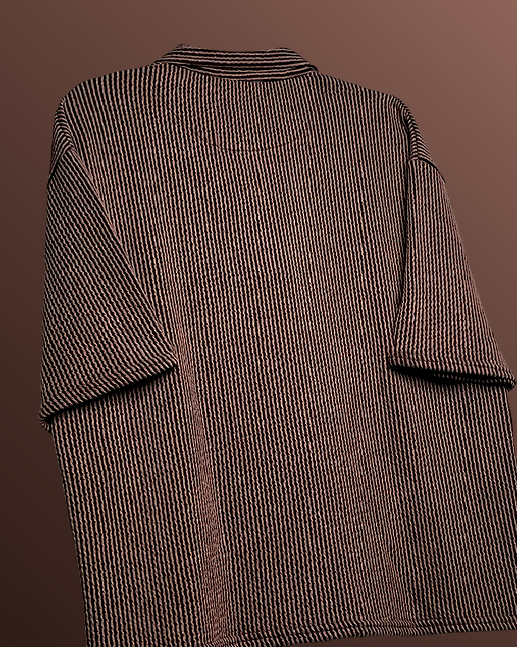 Brown Wave Polo T-Shirt with Zip